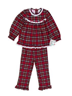 NWT Little Me Girls 4T Plaid Christmas Toddler PJs Lace Ruffle Tartan Holiday
